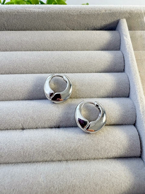 Brinco Argola Click P Lisa Folheado a Prata 925