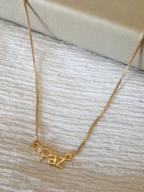 Colar Corrente Veneziana Paz Banhado a Ouro 18k