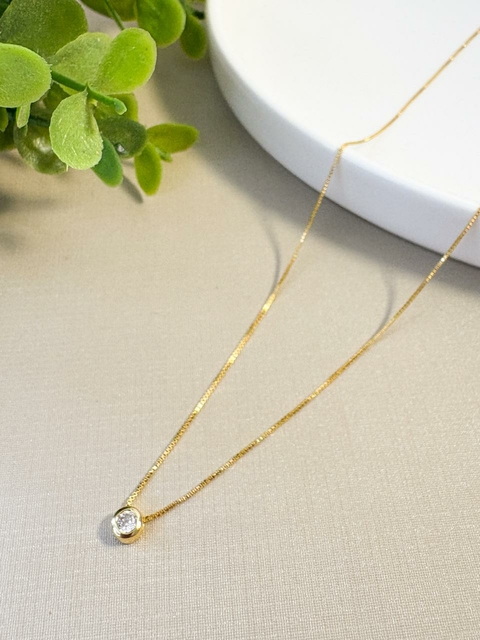 Colar Corrente Veneziana com Ponto de Luz P Banhado a Ouro 18k