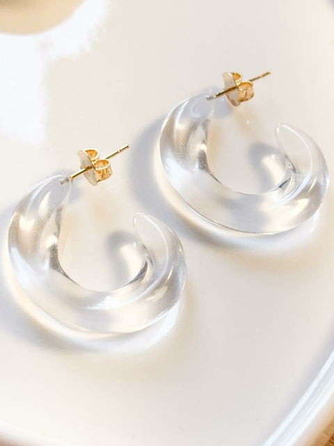 Brinco Argola de Pino Acrílico Banhado a Ouro 18k