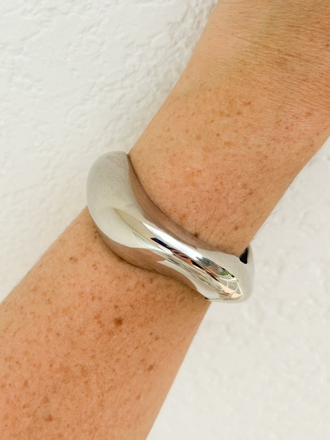 Pulseira Bracelete Maxi Diamante Prata