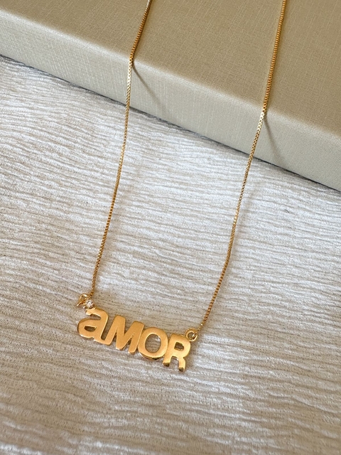 Colar Corrente Veneziana Amor Banhado a Ouro 18k