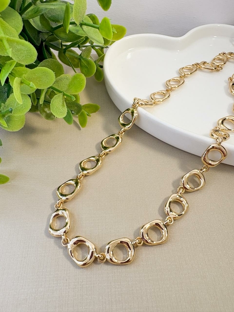 Colar Maxi Orgânico Folheado a Ouro 18k