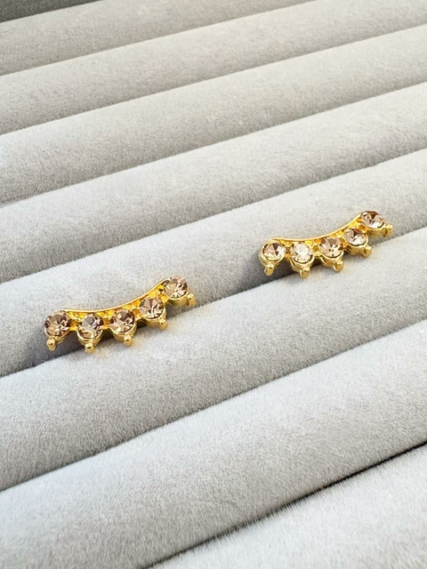 Brinco Ear Cuff Pontos de Luz Âmbar Banhado a Ouro 18k