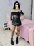 Shorts saia couro