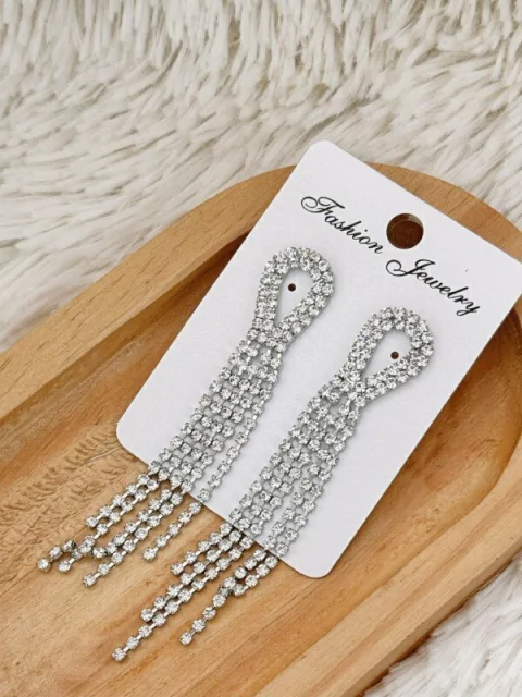 Aros colgante strass plateado 1 - comprar online