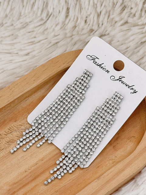 Aros colgante strass plateado 8 - comprar online