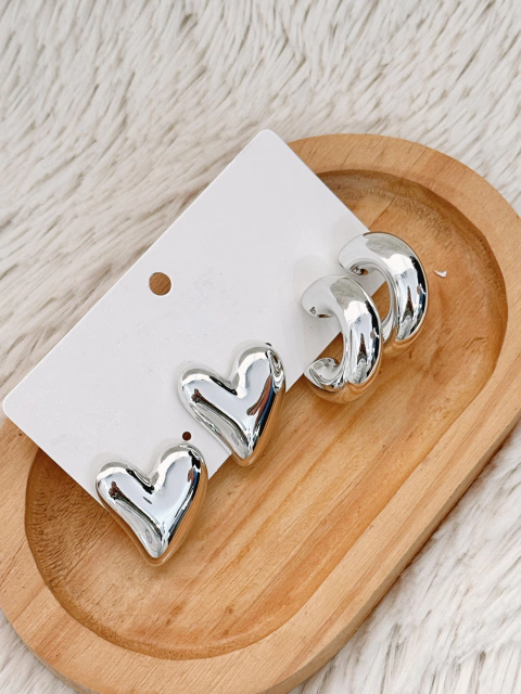 Set de aros de fiesta plateados 58 - comprar online