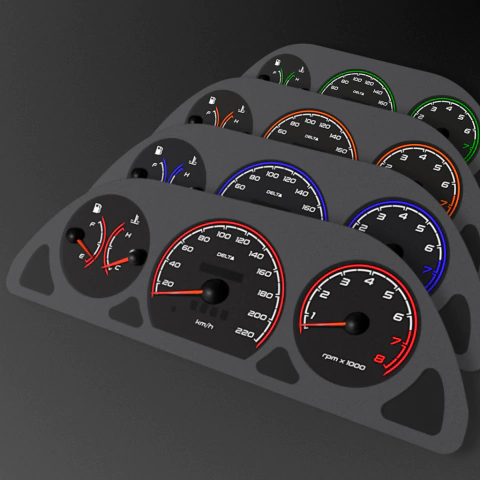 Acetato Painel de Instrumentos c/RPM (220km/h) - Fiat Palio/Siena - Modelo COLORIZADO - comprar online