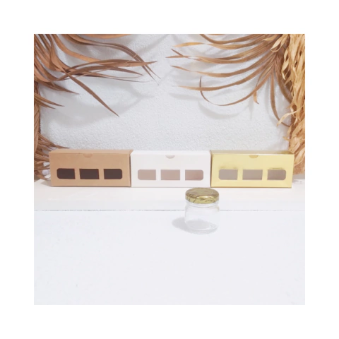 Caixas para 03 Geleinhas 40ml - Tampa Metal - Papéis variados: kraft/branca/dourada