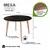 Mesa de Madeira Redonda 1M Preto - Dina - loja online