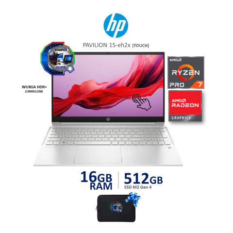 HP PAVILION 15" WLED-TOUCH/ RYZEN 7(OCTA-CORE)/ RADEON GPU/ 16GB-RAM DDR4/ 512GB-SSD M2/ B&O AUDIO.