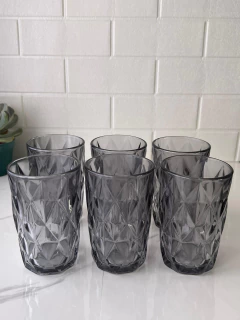 Vasos diamante de vidrio x6