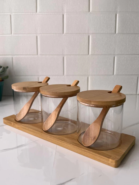 Set especiero/frasquito con cuchara x3