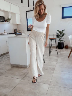 Pantalón Rayado Manteca en internet