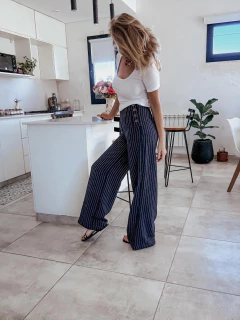 Pantalón Rayado Negro - comprar online