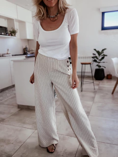 Pantalón Rayado Manteca