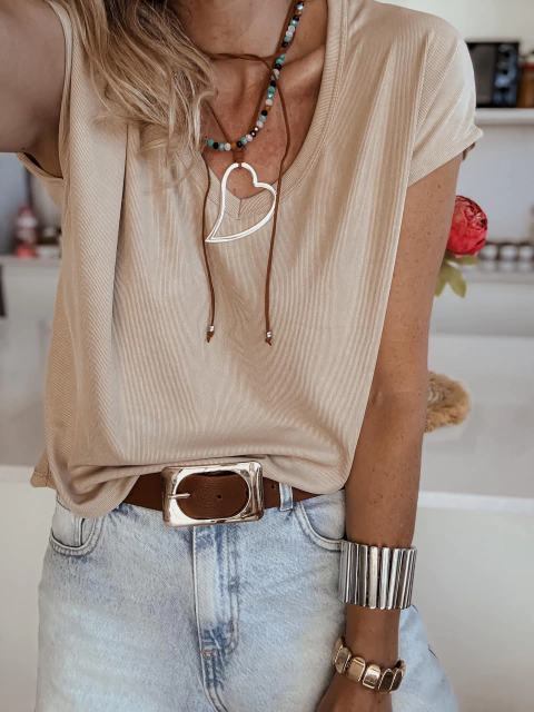 Remera básica de manga corta Manteca