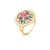 ANEL FLOR BANHADO A OURO CRISTAIS MULTICOLORIDOS E ZIRCONIAS
