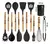 Imagen de Set Kit X12 Utensilios Cocina Mango Madera Punta Silicona