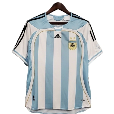 Camisa Retrô Seleção da Argentina I 2006 - Masculina Adidas - Azul com detalhes em branco e preto