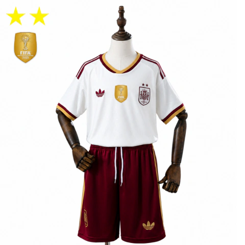 Kit Infantil Espanha II 26/27 - Branco Com Vermelho - Bicampeã