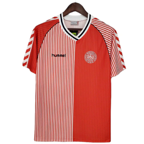 Camisa Dinamarca Retrô 1986 Vermelha e Branca - Hummel