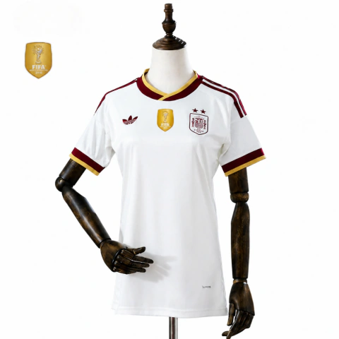 Camisa Espanha II 26/27 Bicampeã - Copa do Mundo - Torcedor Adidas Feminina - Branca + Patch