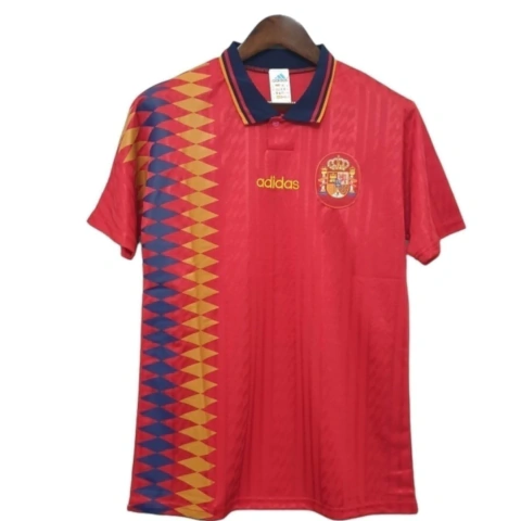 Camisa Retrô Seleção da Espanha I 1996 - Adidas Masculina - Vermelha com detalhes em azul e amarelo