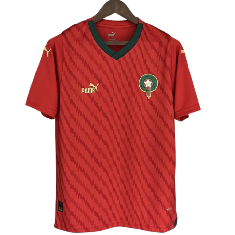 Camisa Masculina Marrocos I 2023/24 - Vermelha - Modelo Torcedor