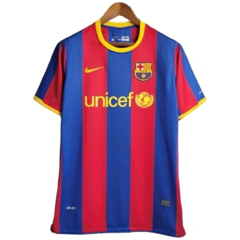 Camisa Retrô Barcelona I 10/11 - Masculina Nike - Azul e vermelha com detalhes em amarelo