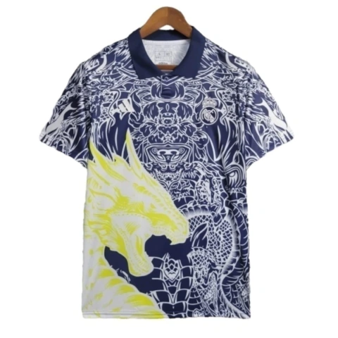 Camisa Japão Edição especial 24/25 - Torcedor Adidas Masculina - Branca com desenhos de Dragão em azul e amarelo