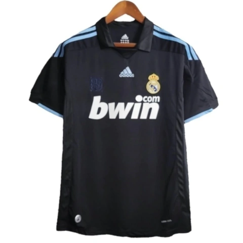 Camisa Retrô Real Madrid II 09/10 - Masculina Adidas - Preta com detalhes em azul