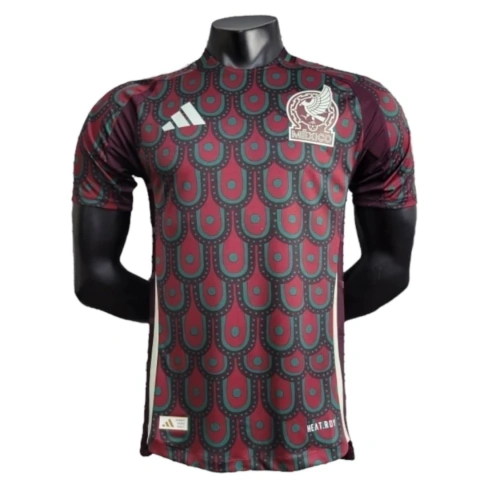Camisa Seleção do México I 24/25 - Jogador Adidas Masculina - Vinho com detalhes em vermelho e verde