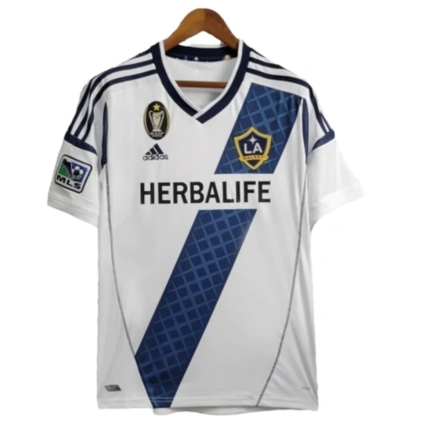 Camisa Retrô La Galaxy II 2012 - Adidas Masculina - Branca com detalhes em azul com todos os patrocínios