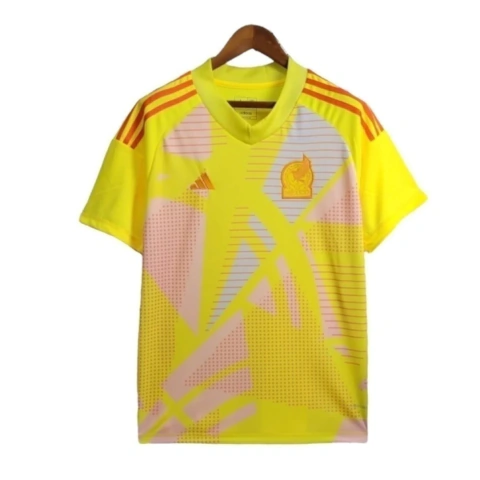 Camisa México Goleiro 24/25 - Torcedor Adidas Masculina - Amarela com detalhes em rosa e vermelho