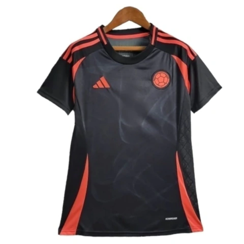 Camisa Seleção da Colômbia II 24/25 - Torcedor Adidas Feminina - Preta com detalhes em laranja