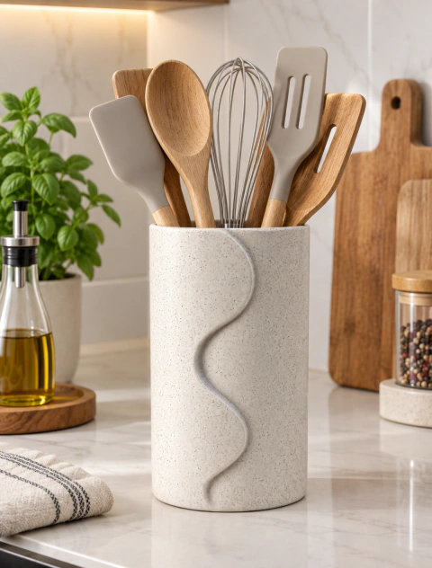 Organizador Contenedor Utensilios Cocina Cerámica Florero
