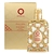 Frasco de perfume Royal Amber da Orientica, com um design luxuoso e detalhes em dourado, acompanhado da caixa de apresentação.