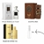 Kit com três perfumes de 5mL: Asad Bourbon, Haramain Amber Oud e Emper Arabesque Topaz, apresentados em suas embalagens.