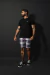 Bermuda Sarja Casual Xadrez Azul
