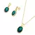 Conjunto Folheado a Ouro e Rodio Branco Glamour Esmeralda
