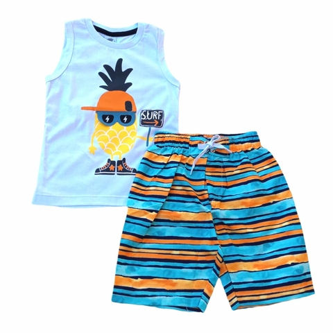 Conjunto By Gus Abacaxi Branco C/ Short De Tactel