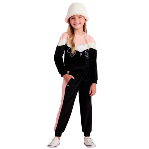 Conjunto Petit Cherie Inverno Shine Brigth Veludo Preto