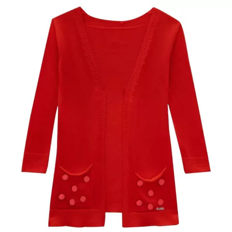 Cardigan Kukie Infantil Vermelho Bolinhas Coleção Inverno