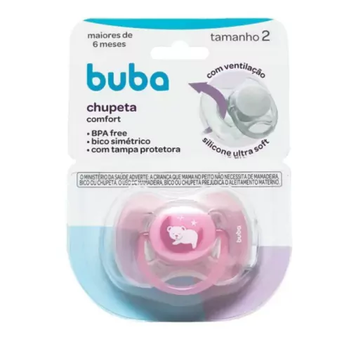 CHUPETA COMFORT ULTRA SOFT URSINHO +6M TAM. 2 ROSA BUBA