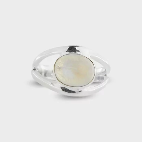 Anel Vazado Prata 925 e Pedra da Lua