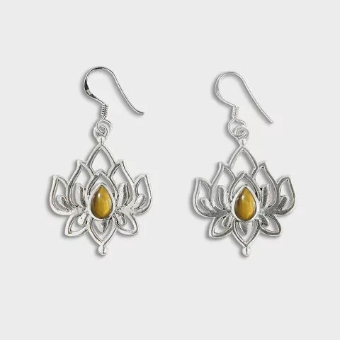 Brinco Flor de Lotus em Prata 925 e Pedras Naturais - comprar online