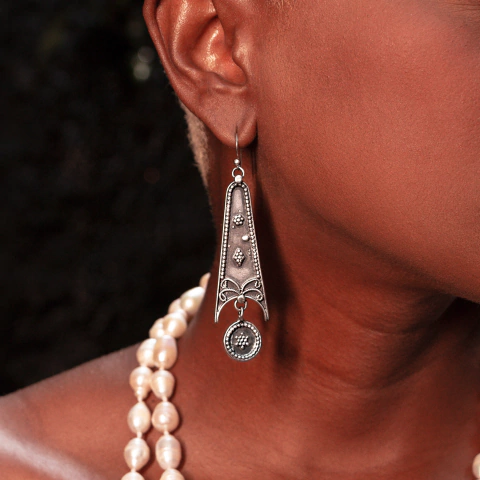 Brinco Pendulo Rústico em Prata 925 - comprar online