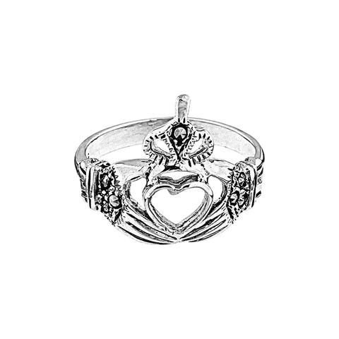 Anel Místico Claddagh em Prata 925 e Marcassitas - comprar online